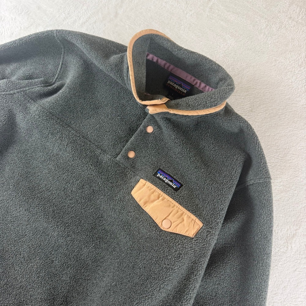 Patagonia Synchilla Snap T Fleece Pullover Mens Large Gray Outdoor Sweater